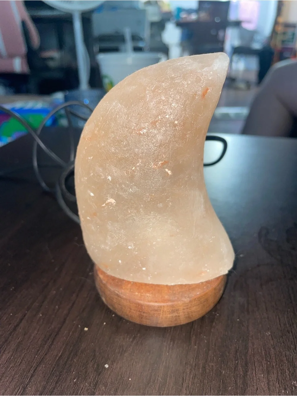 Himalayan Salt Moon Lamp - Natural Pink Salt on Wooden Base